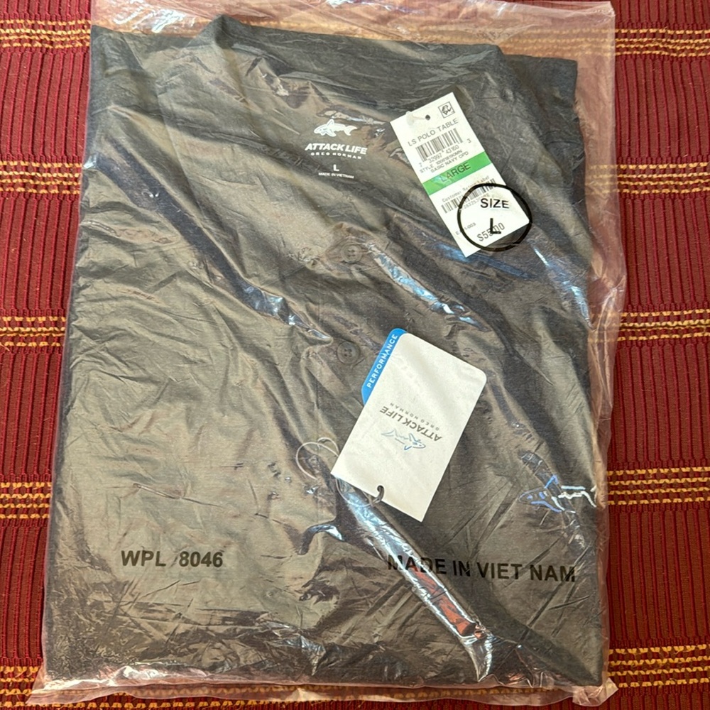 NEW Greg Norman-attack life, large, long sleeve polo, heather blue